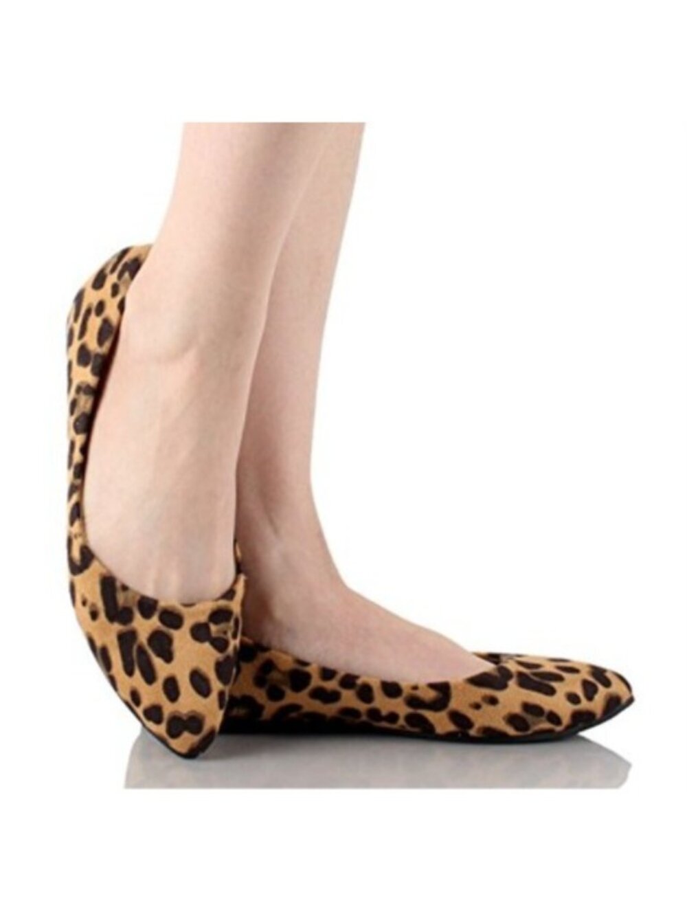 Bella Marie Angie-53 Women's Classic Pointy Toe Ballet Flats Leopard Suede 8.5
